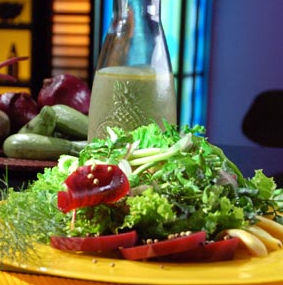 Ensalada de lechuga con vinagreta de guayaba