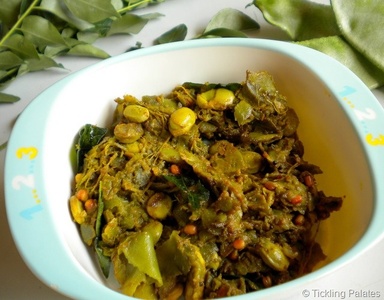 Poriyal de coliflor y brocoli con lentejas y coco