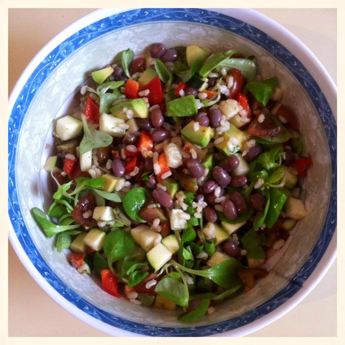 Ensalada de azukis y arroz