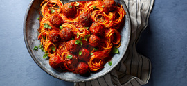 Spaghetti con bolas de lentejas